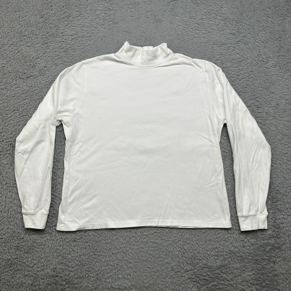 LL Bean Long Sleeve Shirt Womens XL White Mock Neck Excellent